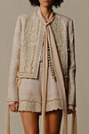 INTO THE EAST 25 Autumn/Winter Tussah Silk Embroidered Applique Buttoned Suit ITE-E1DGSS002SD22SU-SHA Sand
